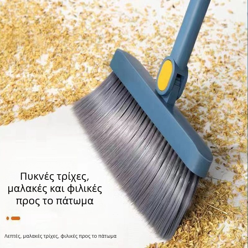Σετ τριών τεμαχίων βούρτσας-κάδου σκόνης με περιστρεφόμενο καθαριστικό, εσωτερικές μαλακές τρίχες που πιάνουν τα μαλλιά