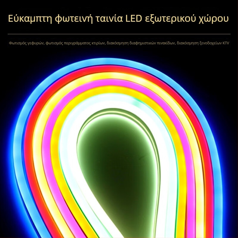 360° κυκλική νεον LED λωρίδα, αδιάβροχη εξωτερική χρήση, 220V, ευέλικτος εσωτερικός διακοσμητικός φωτισμός