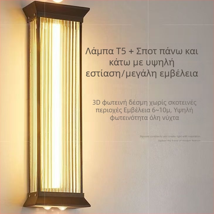 Φωτιστικό τοίχου από ανοξείδωτο ατσάλι με φωτισμό προς τα πάνω και προς τα κάτω, μοντέρνο μινιμαλιστικό εξωτερικό LED φωτιστικό τοίχου, IP65, 20W, 220V, μοντέλο QL-6007, διαστάσεις 40–80 cm