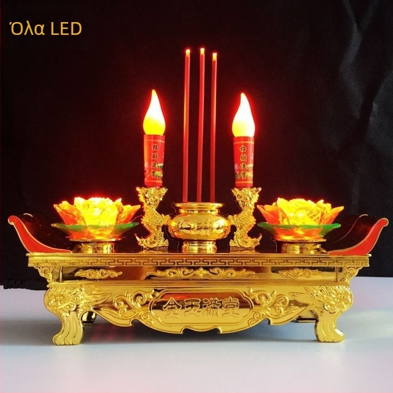 LED Λωτός Φωτιστικό Bodhisattva για το σπίτι – Λάμπα του Βούδα, ηλεκτρικός κρατήρας κεριών και θυμίαμα