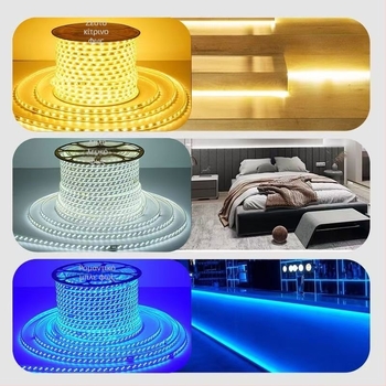 Ταινία LED 220V, αδιάβροχη, υψηλής τάσης, 12W/m, κοπτήσιμη, 2835 LED, δέσμη 180°, διακόσμηση εσωτερικού/εξωτερικού χώρου