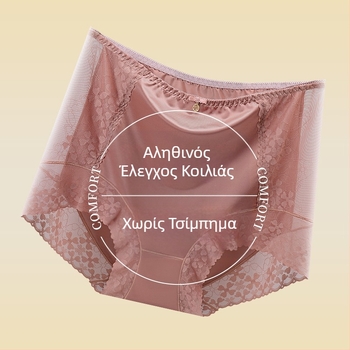 Wennu G232 Γυναικείο εσώρουχο με ψηλή μέση και δαντέλα, Plus Size, Ice Silk, χωρίς ραφές