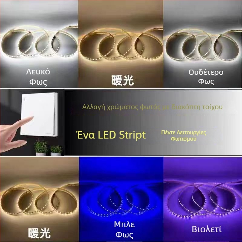 LED ταινία 220V, τρίχρωμη, τριών σειρών, υπερλαμπρή, αδιάβροχη για εξωτερική και εσωτερική διακόσμηση, γραμμικού τύπου
