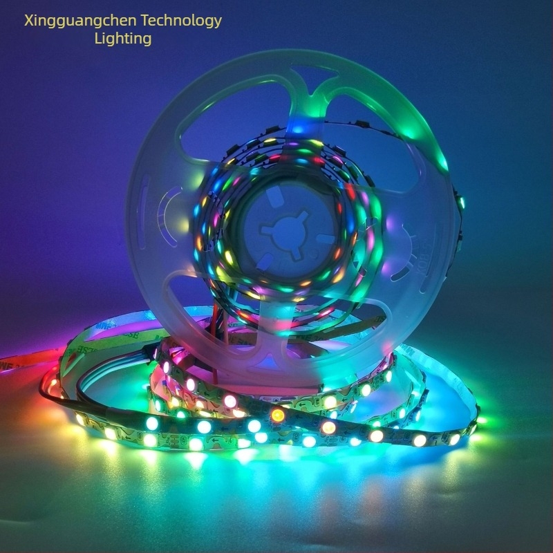 5V LED πολύχρωμη ταινία με ενσωματωμένο IC WS2812, πλάτος 5 mm, S-σχήματος ταινία, 5050/3535 LED, ρυθμιζόμενη φωτεινότητα, υψηλή φωτεινότητα