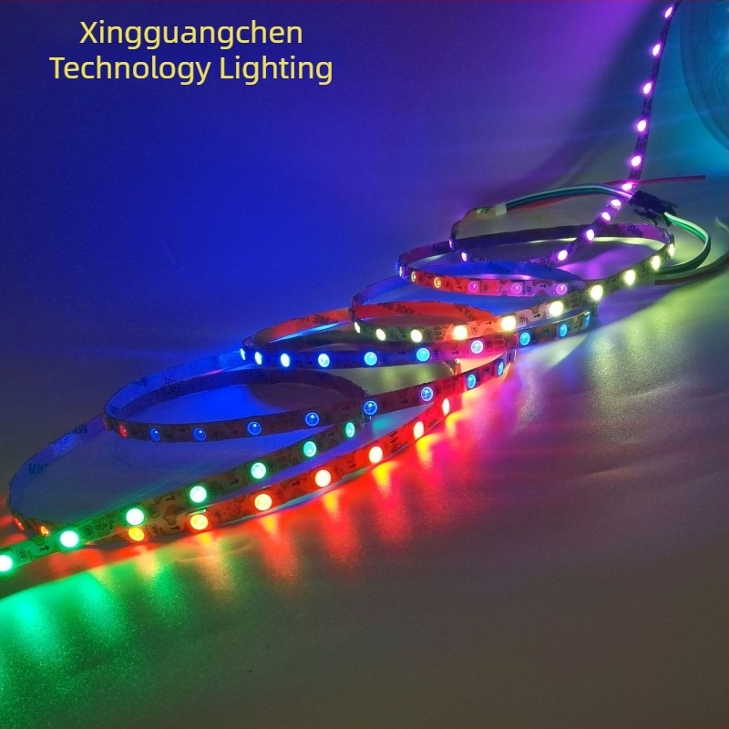 5V LED πολύχρωμη ταινία με ενσωματωμένο IC WS2812, πλάτος 5 mm, S-σχήματος ταινία, 5050/3535 LED, ρυθμιζόμενη φωτεινότητα, υψηλή φωτεινότητα