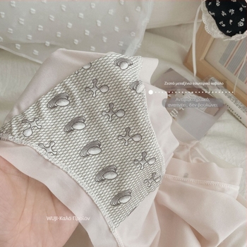 Γυναικείο εσώρουχο από ice silk με καβάλο από Mulberry μετάξι, μεσαίο ύψος μέσης, σε μεγέθη plus, ζώνη με γράμματα