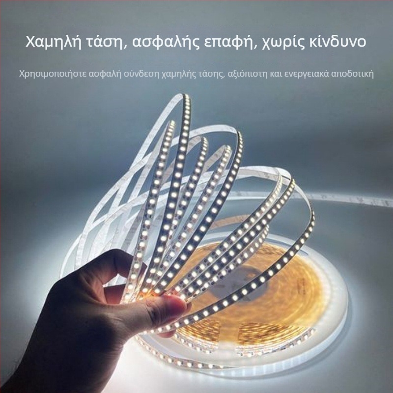 Λωρίδα LED 2835, 24V, αυτοκόλλητη, χαμηλής τάσης, υψηλή φωτεινότητα, κοπή ανά LED, φωτισμός σαλονιού και ντουλαπιού