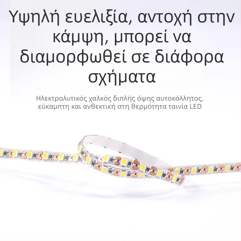 Λωρίδα LED 2835, 24V, αυτοκόλλητη, χαμηλής τάσης, υψηλή φωτεινότητα, κοπή ανά LED, φωτισμός σαλονιού και ντουλαπιού