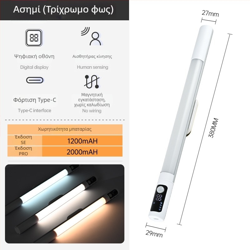 Λωρίδα LED με αισθητήρα κίνησης και μαγνητική στήριξη, αυτοκόλλητη, κατάλληλη για ντουλάπες