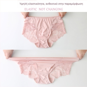 Γυναικείο δαντελένιο εσώρουχο για καλοκαίρι, λεπτό και χωρίς ραφές, σε μεγάλο μέγεθος, με μεταξωτή γάλακτος και πάγου μετάξι, ψηλή μέση, με δίχτυ