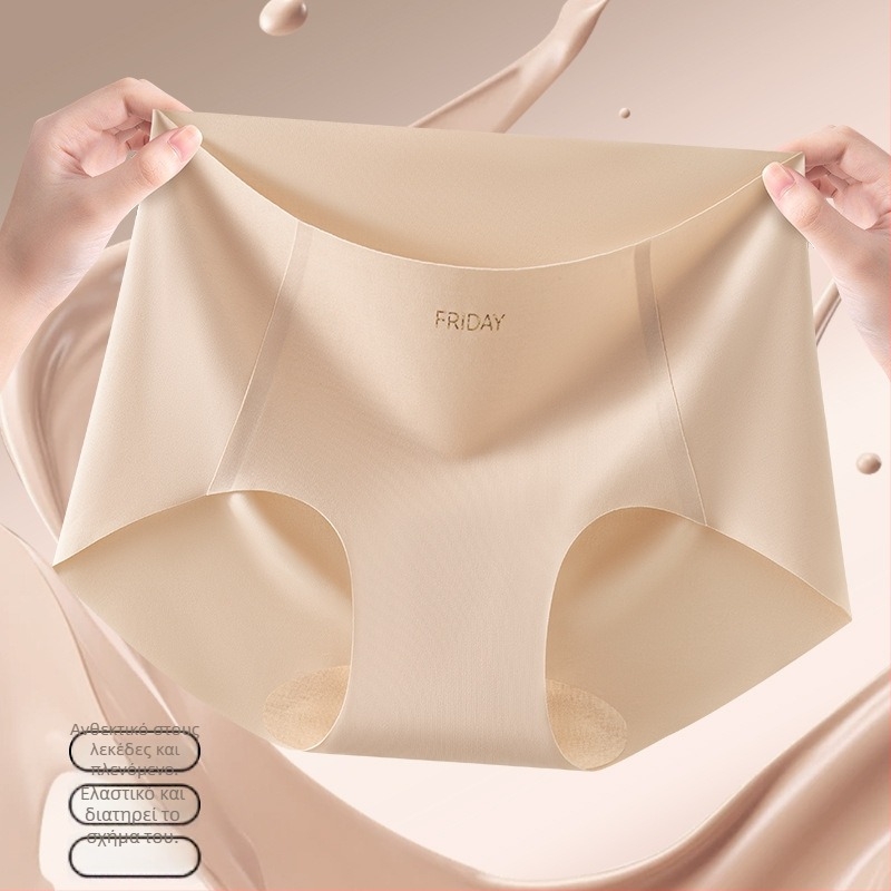 Αντιβακτηριακά εσώρουχα από ice silk, χωρίς ραφές, με βαμβακερή επένδυση, μεσαίας ζώνης, τρίγωνο σλιπ, που δίνουν ανύψωση και αόρατα κάτω από ρούχα