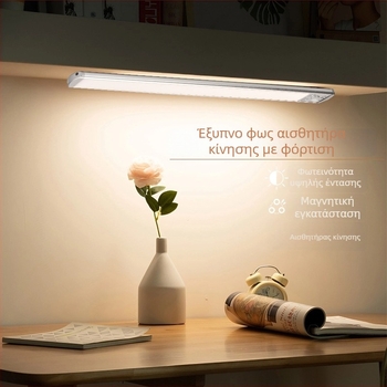 LED φως με αισθητήρα κίνησης για ντουλάπα, ασύρματη μαγνητική φόρτιση, λεπτή λωρίδα φωτισμού ντουλάπας, ρυθμιζόμενη φωτεινότητα