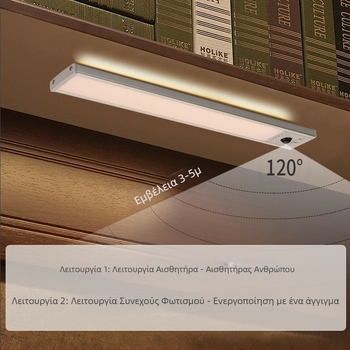 LED φως με αισθητήρα κίνησης για ντουλάπα, ασύρματη μαγνητική φόρτιση, λεπτή λωρίδα φωτισμού ντουλάπας, ρυθμιζόμενη φωτεινότητα