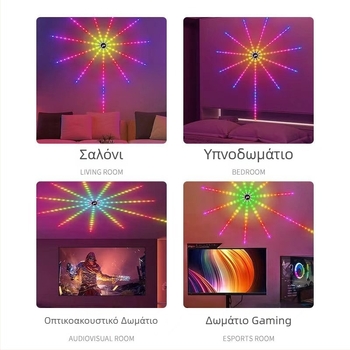 5V RGB LED λωρίδα με εφέ πυροτεχνημάτων – φωνητικός έλεγχος, έξυπνος εσωτερικός φωτισμός, έλεγχος μέσω εφαρμογής