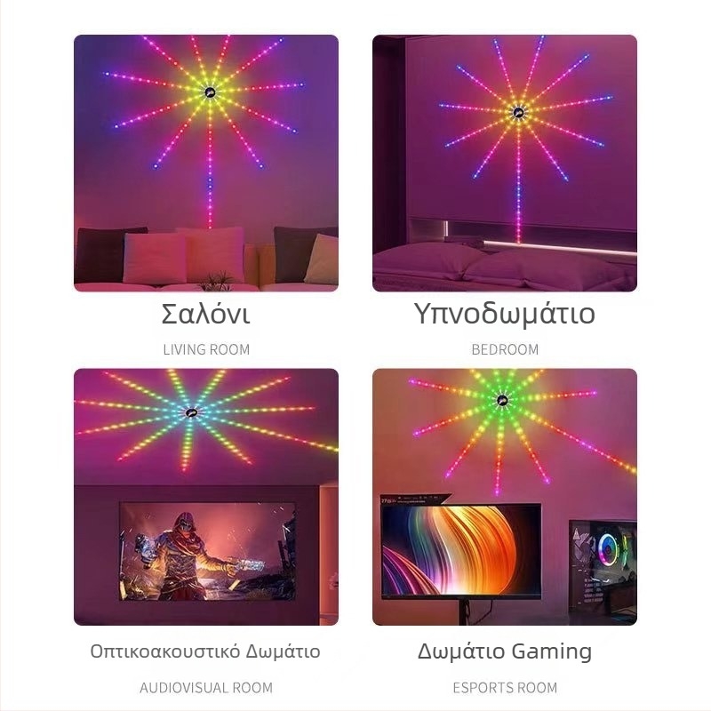 5V RGB LED λωρίδα με εφέ πυροτεχνημάτων – φωνητικός έλεγχος, έξυπνος εσωτερικός φωτισμός, έλεγχος μέσω εφαρμογής