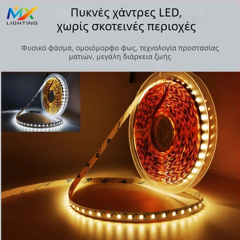 Purui 24V LED λωρίδα με υψηλό CRI, διχρωμία, τριών αγωγών, χαμηλής τάσης, 192 LED ανά μέτρο