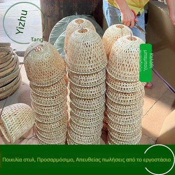 Χειροποίητο φανάρι μπαμπού με απλίκα για αγροτικό διακόσμηση — ειδυλλιακός κήπος, διακοσμητικό φωτιστικό πολυέλαιου