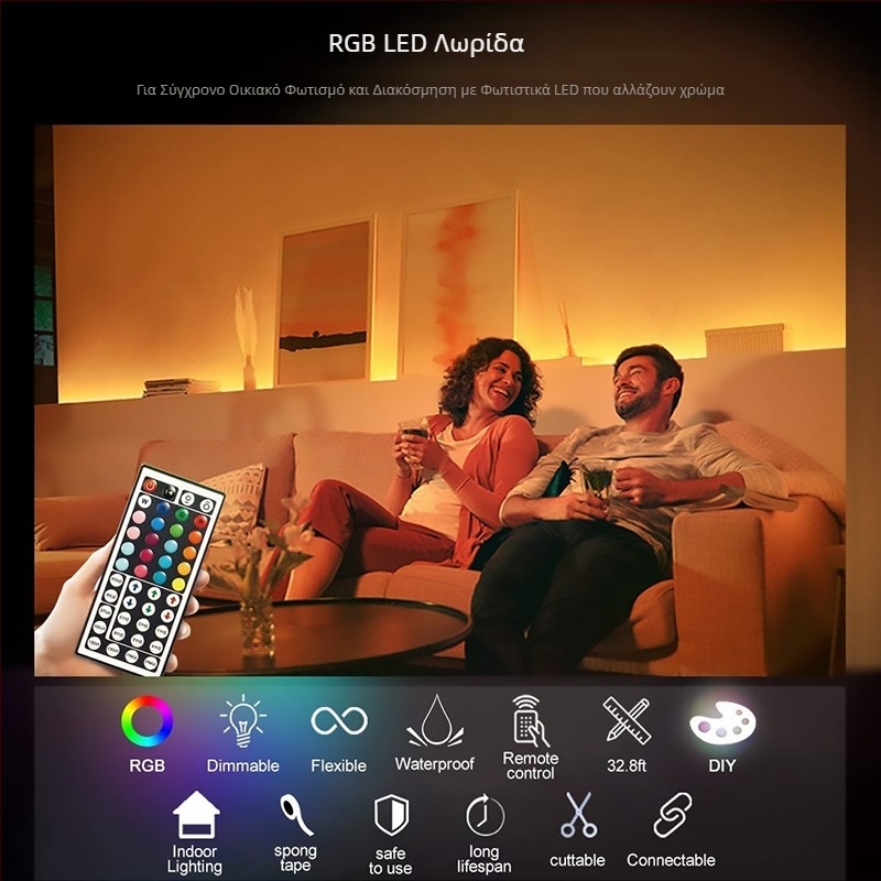 Έξυπνη λωρίδα LED σε σχήμα V με 55-χρωματικό RGB gradient, αυτοκόλλητη, αδιάβροχη, τηλεχειριστήριο, για KTV και οικιακή διακόσμηση