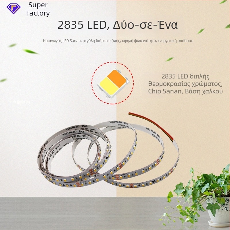 Ταινία LED 2835, τριχρωμία και διπλή θερμοκρασία λευκού, 120 LED/m, ρυθμιζόμενη, εύκαμπτη, αυτοκόλλητη, 12V DC