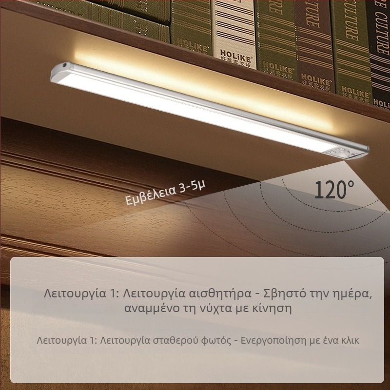 Πολύ λεπτό, έξυπνο LED φως με αισθητήρα κίνησης – επαναφορτιζόμενη μακριά μαγνητική αυτοκόλλητη λωρίδα φωτός για ντουλάπες κρασιού, γκαρνταρόμπες και ντουλάπια