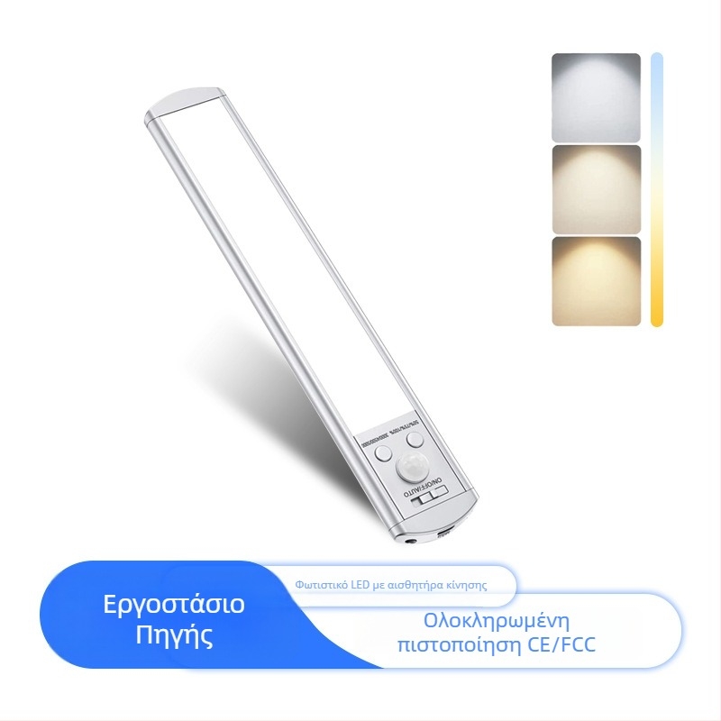 Πολύ λεπτό, έξυπνο LED φως με αισθητήρα κίνησης – επαναφορτιζόμενη μακριά μαγνητική αυτοκόλλητη λωρίδα φωτός για ντουλάπες κρασιού, γκαρνταρόμπες και ντουλάπια