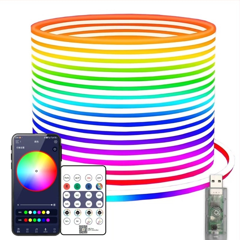5V RGB ευέλικτη σιλικονούχα LED λωρίδα εξωτερική χρήση, IP67 αδιάβροχη, ατμοσφαιρικός φωτισμός με δυνατότητα διαμόρφωσης