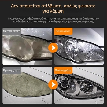 Υγρό ανακαίνισης προβολέων αυτοκινήτου – καθαρίζει το κιτρίνισμα του φανού, χωρίς γυάλισμα