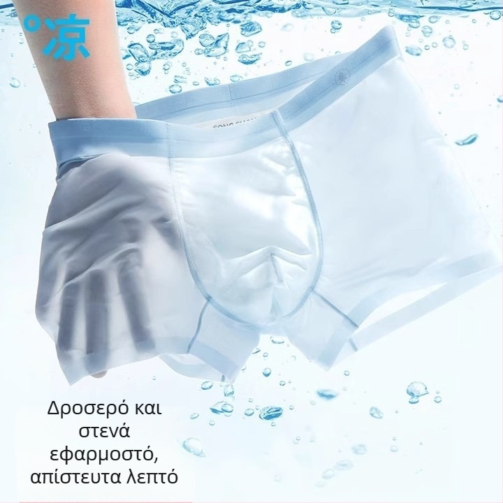 Ανδρικά εσώρουχα από ice silk χωρίς ραφές – γρήγορο στέγνωμα, διαπνοή, boxer με δικτυωτά πάνελ και αντιβακτηριακές ιδιότητες