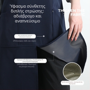 Αδιάβροχη ποδιά κουζίνας με σχισμή από καμβά, αμάνικη, για εστιατόριο και καφέ, με δυνατότητα λογότυπου