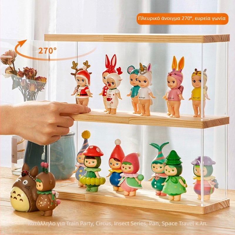 Ακρυλική θήκη προβολής για Blind Box Bubble Mart – διαφανής αποθηκευτικός κάδος με προστασία από σκόνη και MOLLY κάλυμμα για LEGO φιγούρες