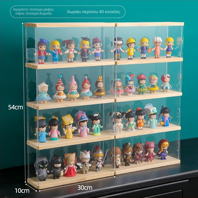 Ακρυλική θήκη προβολής για Blind Box Bubble Mart – διαφανής αποθηκευτικός κάδος με προστασία από σκόνη και MOLLY κάλυμμα για LEGO φιγούρες
