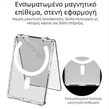 Μαγνητική θήκη καρτών με καπάκι αναδίπλωσης και διαφανές πίσω μέρος, προσαρμοζόμενη θήκη επαγγελματικής ταυτότητας και βάση για Polaroid φωτογραφίες
