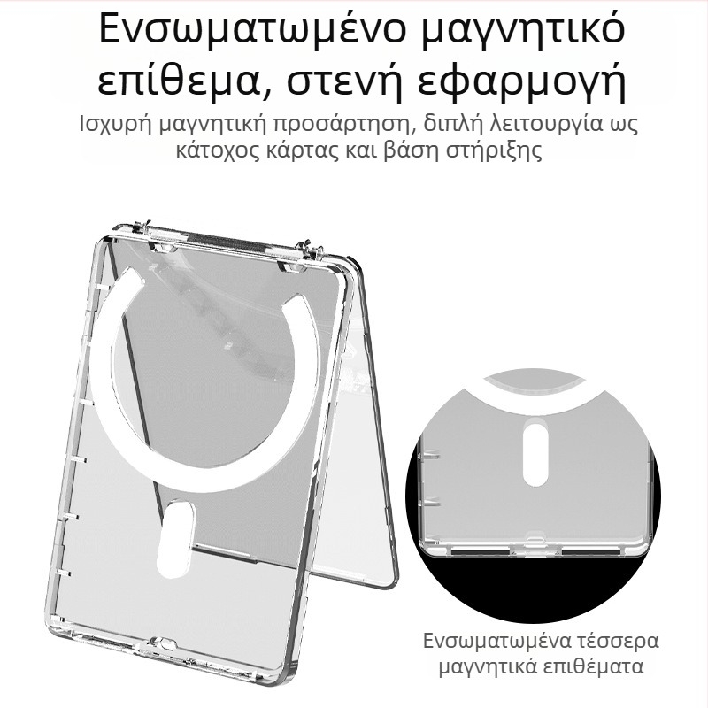 Μαγνητική θήκη καρτών με καπάκι αναδίπλωσης και διαφανές πίσω μέρος, προσαρμοζόμενη θήκη επαγγελματικής ταυτότητας και βάση για Polaroid φωτογραφίες