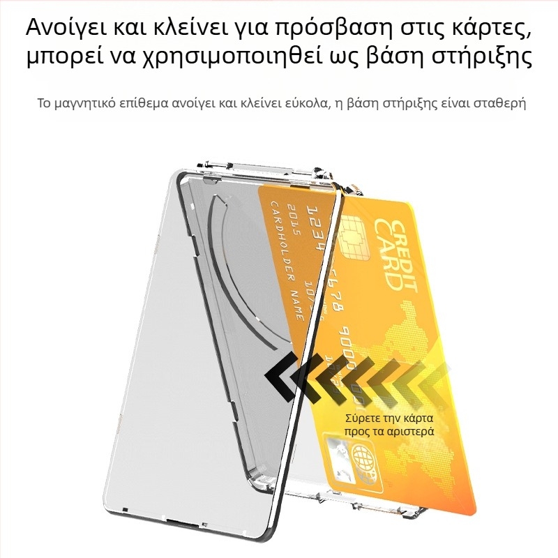 Μαγνητική θήκη καρτών με καπάκι αναδίπλωσης και διαφανές πίσω μέρος, προσαρμοζόμενη θήκη επαγγελματικής ταυτότητας και βάση για Polaroid φωτογραφίες