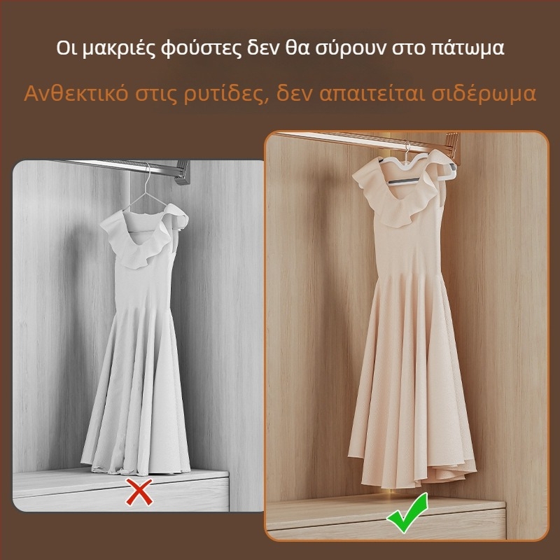 Κρεμάστρα ρούχων με κοντό λαιμό, αντιολισθητική, για ντουλάπα, εξοικονόμηση χώρου, παχύτερη ενισχυμένη κατασκευή