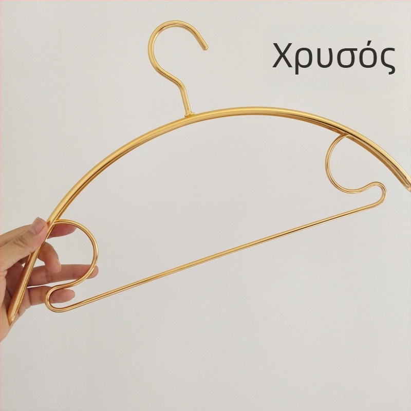 Κρεμάστρα ρούχων από κράμα αλουμινίου διαστημικού τύπου, ευρεία και παχιά, καμπύλη χωρίς ίχνη, χρυσά κλιπ ρούχων
