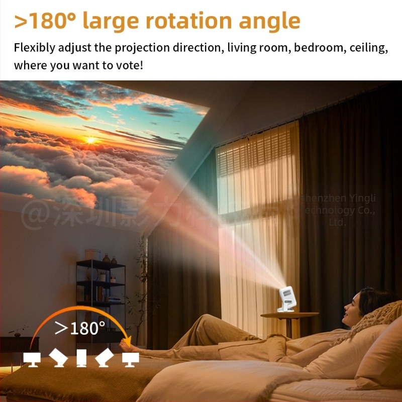 4K μίνι προβολέας, εγγενής ανάλυση 1080p, Android 11 αυτόματη εστία, οικιακή και εκπαιδευτική προβολή, προβολέας σε σχήμα βαρελιού