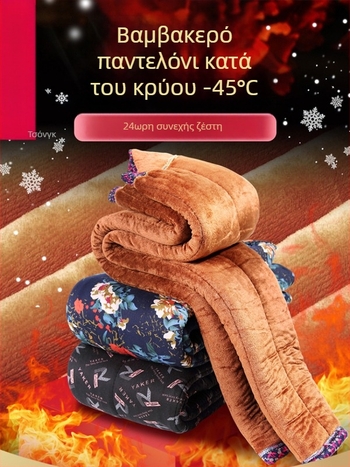 Χειμερινά γυναικεία παντελόνια για ηλικιωμένες, με επένδυση φλίς, παχιά και άνετη εφαρμογή, με φλοράλ μοτίβο για εξωτερική χρήση
