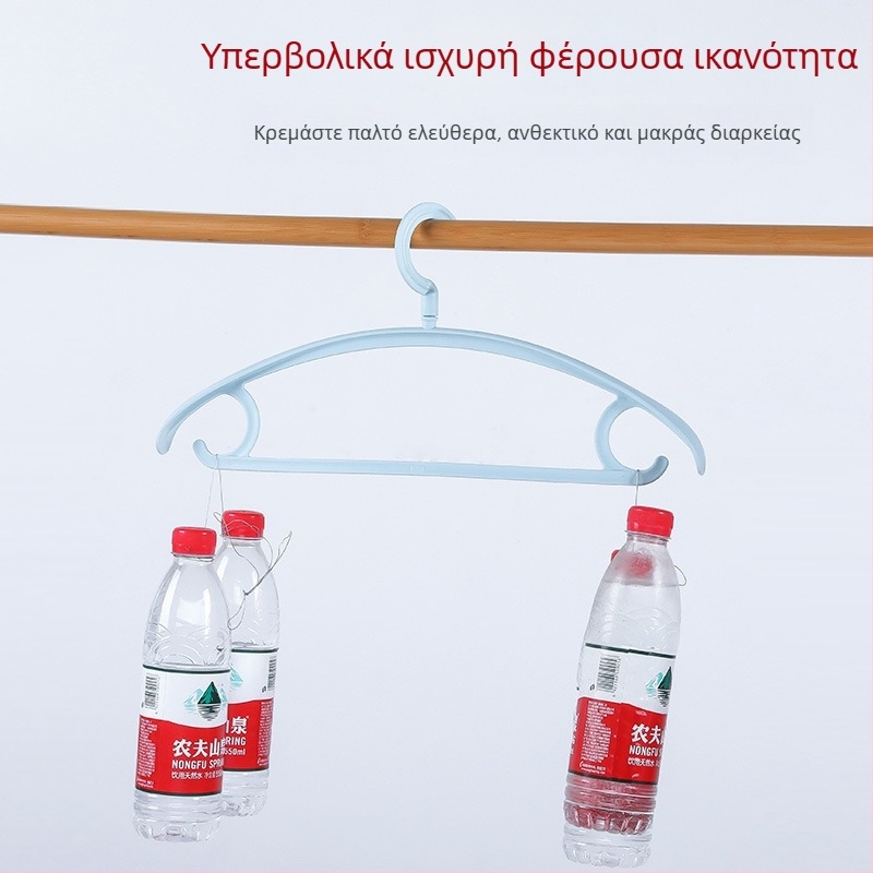 Πλαστική κρεμάστρα ρούχων με αντιολισθητική επιφάνεια και ευρείς ώμους για οικιακή χρήση