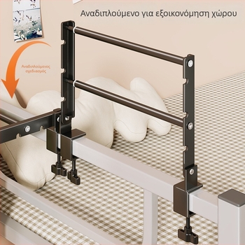 Κρεμάστρα ρούχων δίπλα στο κρεβάτι σε κοιτώνα, ράφι στέγνωσης με μια ράβδο από ανθρακούχο ατσάλι