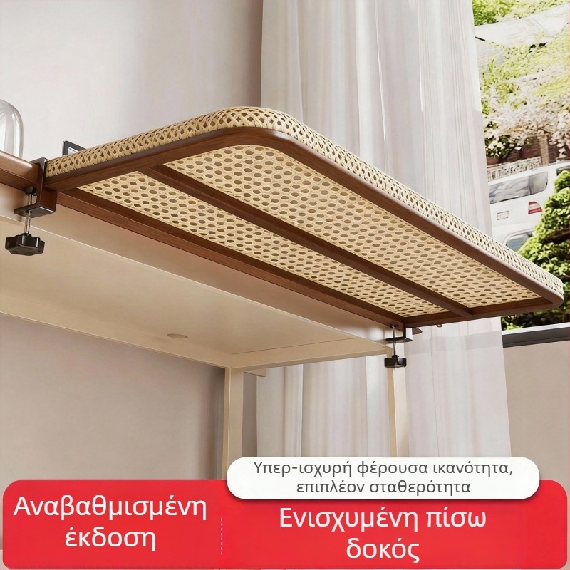 Κρεμάστρα ρούχων δίπλα στο κρεβάτι σε κοιτώνα, ράφι στέγνωσης με μια ράβδο από ανθρακούχο ατσάλι