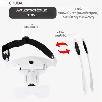 Chuda κεφαλή με LED μεγεθυντικός φακός ανάγνωσης, επαναφορτιζόμενη μπαταρία, 5 επίπεδα οπτικού ζουμ, για επισκευές ρολογιών και κεντήματα, μοντέλο 9892B2C
