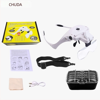 Chuda κεφαλή με LED μεγεθυντικός φακός ανάγνωσης, επαναφορτιζόμενη μπαταρία, 5 επίπεδα οπτικού ζουμ, για επισκευές ρολογιών και κεντήματα, μοντέλο 9892B2C