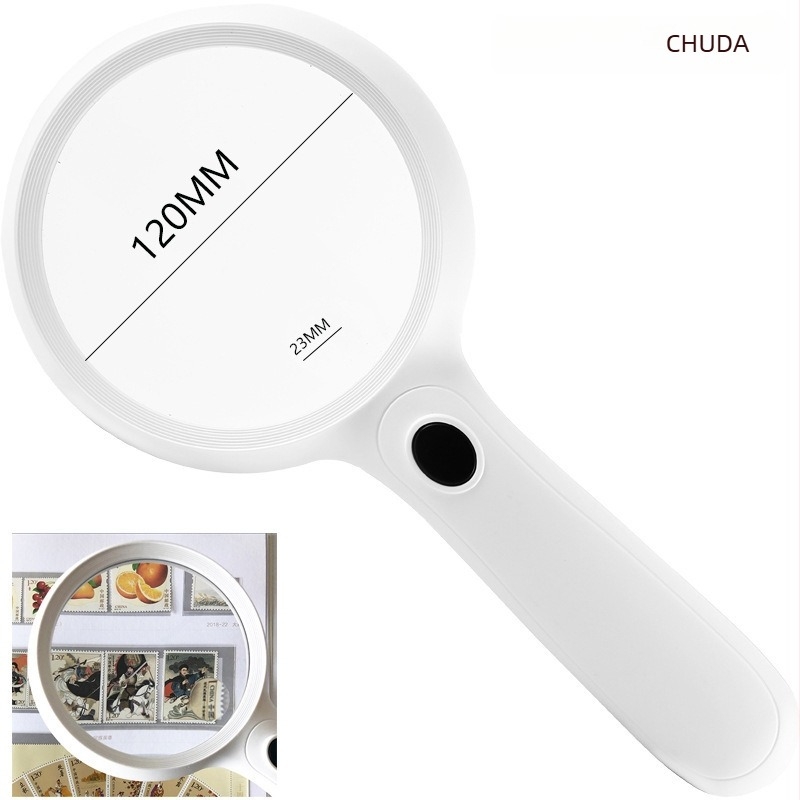 Chuda φορητός μεγεθυντικός φακός, διαμέτρου 120 mm, για ανάγνωση εφημερίδων, 14 LED φώτα, εργονομική λαβή