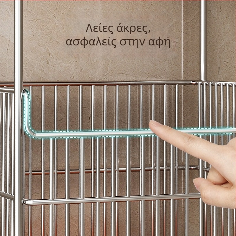Δύο επιπέδων καρότσι πλυντηρίου με καλάθι και ράφι αποθήκευσης μπάνιου με ρόδες