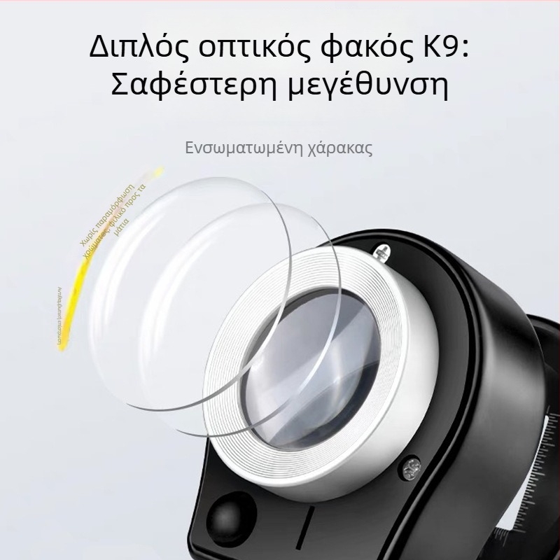 LED φωτιζόμενος μεγεθυντικός φακός με επαναφορτιζόμενο μεταλλικό σώμα και κλίμακα, 10x μεγέθυνση για έλεγχο υφασμάτων και ταυτοποίηση Yixing teapots και ειδών καπνού