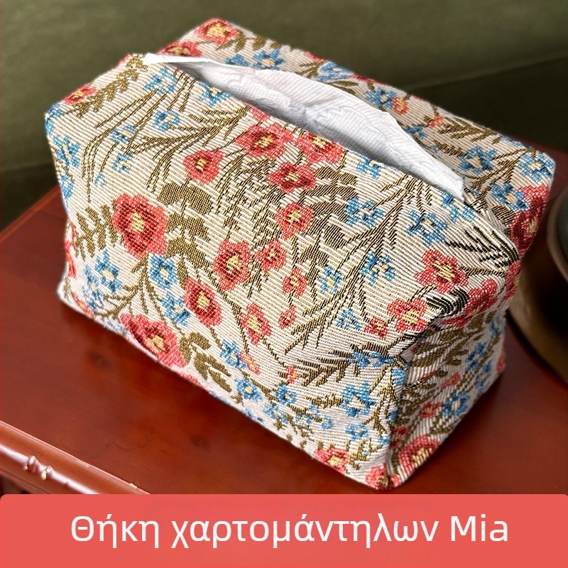 Κομψό υφασμάτινο κουτί χαρτοπετσέτας με διπλό φλοράλ σχέδιο, αυτοκινητό θήκη χαρτοπετσετών για σπίτι, σαλόνι και τραπεζάκι καφέ