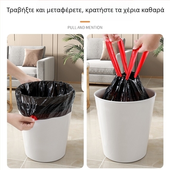 Quan'an Home παχιές σακούλες απορριμμάτων με κορδόνι, μεγάλες, μαύρες, PE πλαστικό, για οικιακή χρήση, κουζίνα και γραφείο, 50 τεμάχια