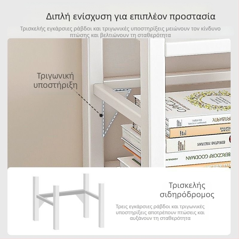Οικιακό μεταλλικό ράφι αποθήκευσης και βιβλιοθήκη, απλό όρθιο ράφι για βιβλία, πολυεπίπεδο ράφι προβολής, μεταλλικό αποθηκευτικό ντουλάπι, μικρή βιβλιοθήκη