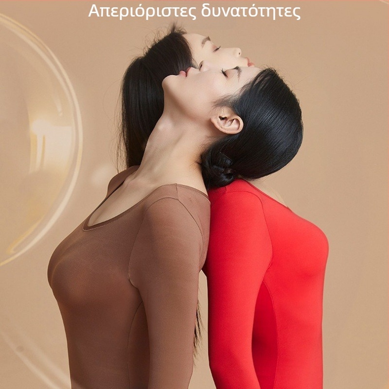 Bosein Ultra-λεπτό θερμικό σετ κορυφής και παντελονιών για γυναίκες, φθινοπωρινή βάση, μεγάλο μέγεθος